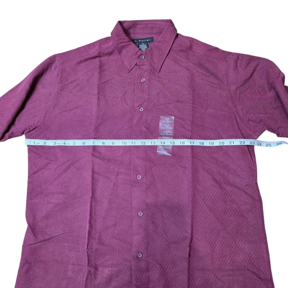 J Ferrar Men's Burgundy Mini Diamond Pattern Long‎ Sleeve Button Down Shirt L/G